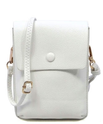 Fashion Pebble Flap Crossbody Bag Cell Phone Purse CA105 WHITE